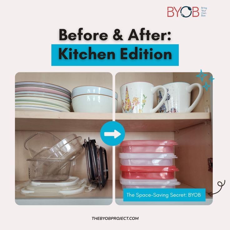 BYOB Collapsible Silicone Food Containers with Attached Lids – Reusable To-Go & Leftover Containers, Platinum Silicone, Leak-Resistant – 2 Pack (White Containers) - Image 3