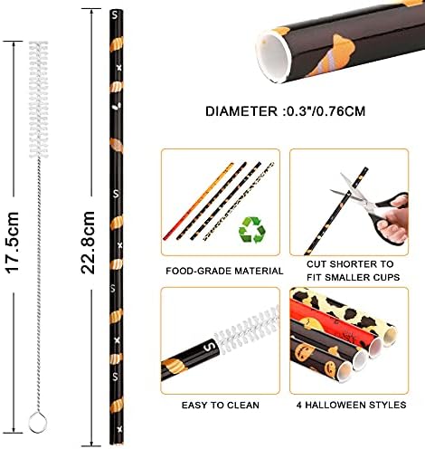 JANYUN 40 Pieces Halloween Reusable Straws BPA Free - Image 3