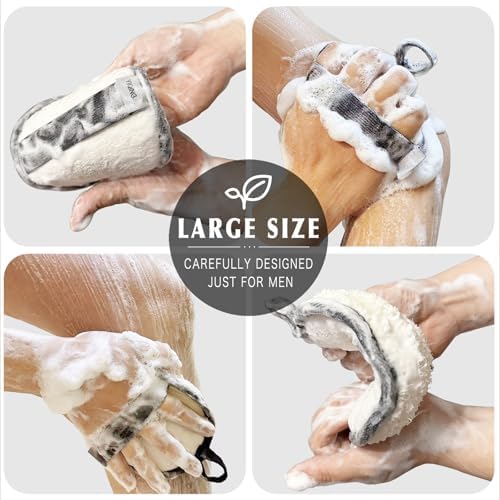 YIQINGJIE Upgraded Large Natural Egyptian Loofah for Men,2 Count,Black - Image 3