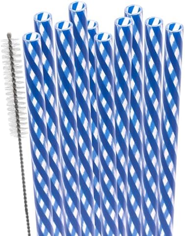 Dakoufish Replacement Straws for StanleylOwalalHydro Jug 40oz 30oz Tumbler,10 Pack 12 Inch Blue Reusable Straws With Cleaning Brush For Stanley Simple Modern Cup,Dishwasher Safe. by Dakoufish