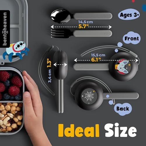 Bentoheaven Kids Utensils Set with Case, Reusable Fork & Spoon, Vampire - Image 4