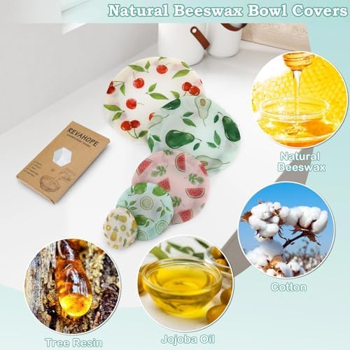 5Pcs Reusable Beeswax Elastic Bowl Covers for Bread Proofing and Food Cover - Image 3
