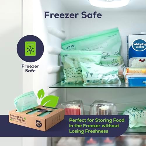 Fit Meal Prep 100% Compostable Food Storage Bags Set, Resealable Bags Plant-Based Freezer Bag for Food, ASTM D6400, US BPI & EU OK Compost Certified - Image 7