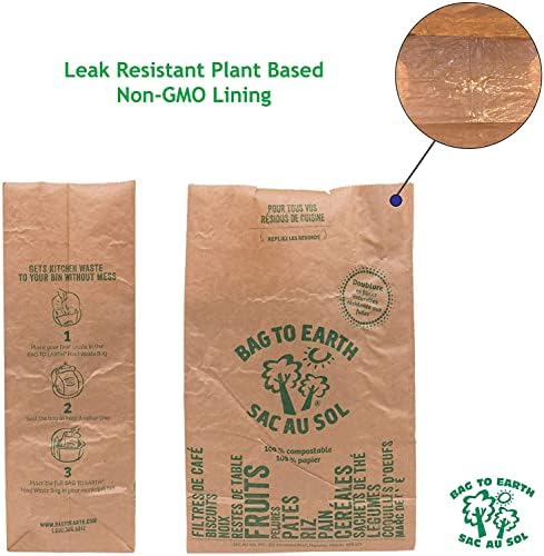 Bag to Earth - Kitchen Food Waste Bag - Compostable Bag - Leak Resistant -%100 Paper Cellulose Liner - Small - 30 Bags - Image 6