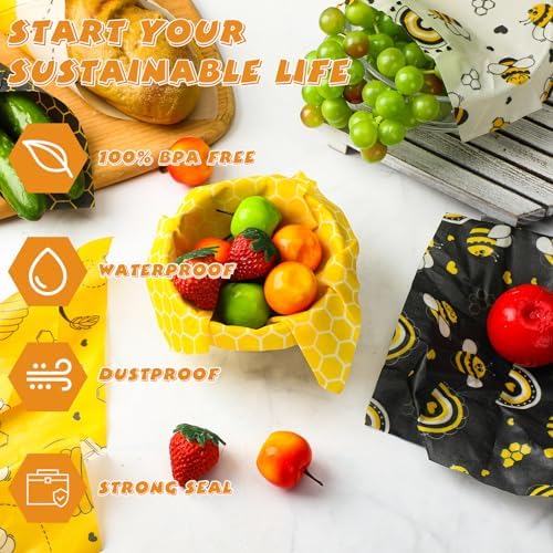 Tranqun 27 Pack Beeswax Wraps for Food Reusable Beeswax Assorted Bread Storage Wrap Fresh Food Keeper for Covering Dishes Sandwich Cheese Fruit Bread Snacks 3 L 9 M 15 S Sizes - Image 6