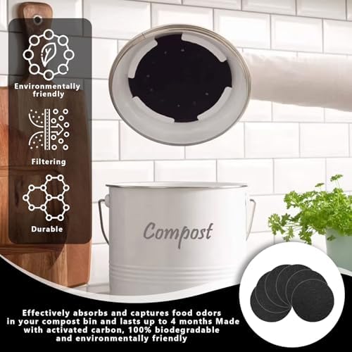 6 Pack Compost Bin Filter,6.7 Inch Compost Filters for Countertop Bin,Charcoal Filters for Kitchen Compost Bin,Filters for Compost Pails,Activated Charcoal Home Bucket Refill Sets,Round(Black) - Image 4