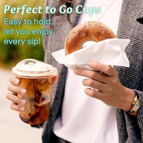 Homestockplus 15 oz Clear Plastic Cups with Lids (100 Pack) - Strawless Sip Lids, Leak-Proof & BPA-Free Iced Coffee Cups - Disposable Cold Drink Cups for Smoothies, Milkshake, Parties, Events - Image 5