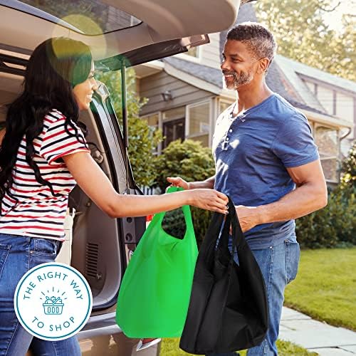 Masirs Reusable Grocery Bag (10-PACK | COLORS) - Reusable Ripstop Bags - Large, Strong Eco Friendly Bags - Foldable Shopping Bag - For Kitchen, Grocery & More - Packable Shopping Bag - Image 2