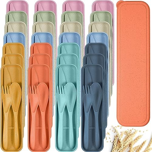 Yahenda 28 Sets Reusable Travel Utensils Set with Case Bulk, Multicolor by Yahenda