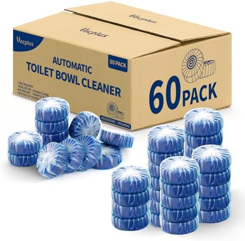 Vacplus Toilet Bowl Cleaner Tablets, 60 Pack, Auto Cleaning, Long-Lasting by Vacplus