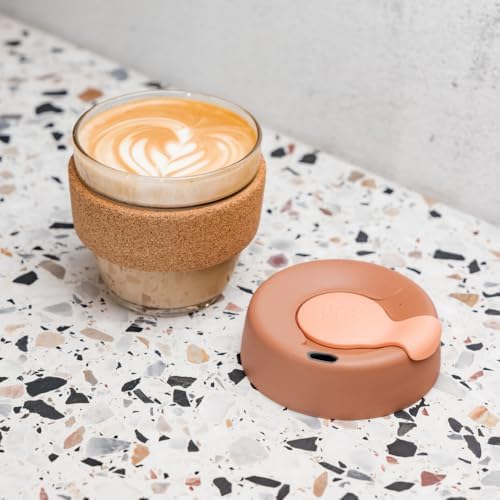 KeepCup Brew Cork, Reusable Glass Tumbler with Natural Cork, Short Coffee Cup 8oz / 227ml - Frappe - Image 2