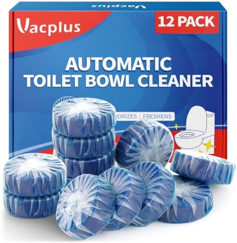 Vacplus Toilet Bowl Cleaner Tablets, 12 Pack, Auto Cleaning, Long-Lasting by Vacplus