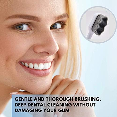 Wimolek Extra Soft Toothbrush for Sensitive Gums and Teeth. Micro Nano Toothbrushes with 20,000 Ultra Soft Bamboo Charcoal Bristles. Excellent Cleaning Effect (2 Pack) (Black Wave Bristle) - Image 6