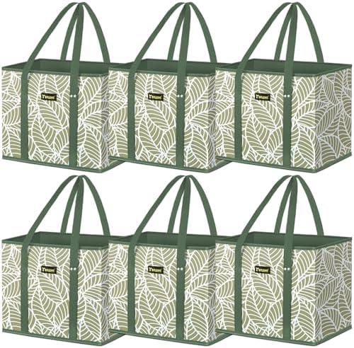 BALEINE 6PK Reusable Grocery Bags, Heavy Duty Shopping Tote Bag by BALEINE