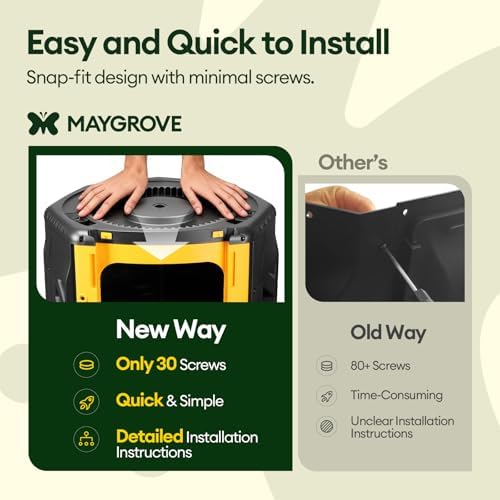 Maygrove Outdoor Compost Bin 53 Gallon, Dual Chamber Large Compost Tumbler for Garden Backyard, with 360° Rotating, Sliding Doors & Solid Steel Frame, Updated Instructions - Image 4