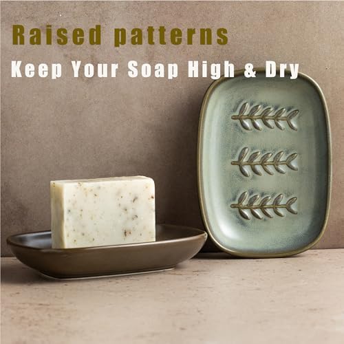 Miamolo Ceramic Soap Dish, Soap Holder Shower Fits 2 Bars, Extend Soap Life - Image 5