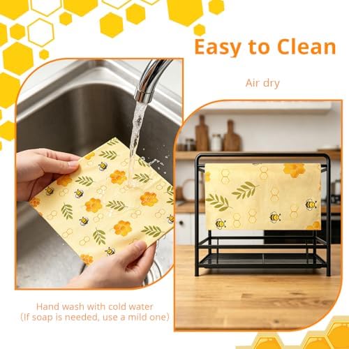 Reusable Beeswax Food Wrap Roll, 13x39 Inches Cut-to-Size Beeswax Paper for Bread, Sustainable Eco Friendly Cotton Food Storage Wraps for Cheese, Fruit, Veggies, Washable Plastic Free - Image 6