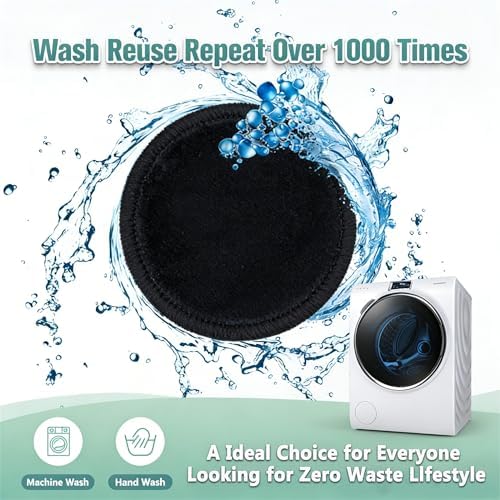 wegreeco 40 Pack Reusable Makeup Remover Pads, Washable Reusable Cotton Rounds Pads for Face, Makeup Remover Cloths for All Skin - (Black) - Image 7