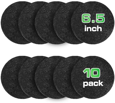 Plexon 10 Packs Charcoal Filters for Compost Bucket Countertop Bin 1.5 Gallon - Kitchen Natural Home Compost Bin Filter - Replacement Refill, Round 6.5 inch by Plexon