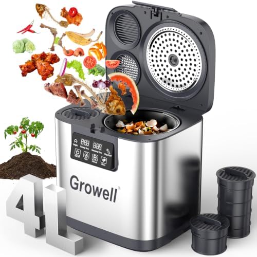 Growell Electric Composter for Kitchen, 4L Odorless Countertop Compost Bin by Growell