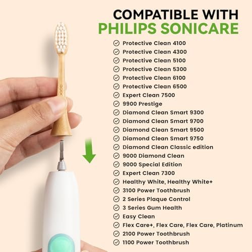 Bamboo Toothbrush Heads Compatible with Philips Sonicare, Extra Soft Castor-Oil Bristles for Sensitive Teeth, Eco-Friendly & Gentle Cleaning - Image 2