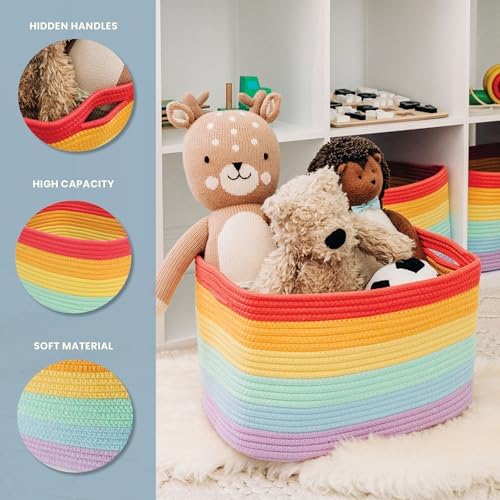 OrganiHaus Rainbow Baskets for Shelves, Set of 3, 15x9x10 - Image 3