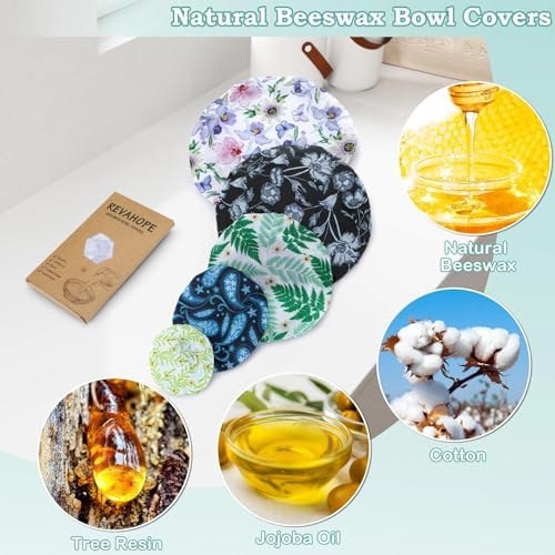 5Pcs Reusable Beeswax Elastic Bowl Covers for Bread Proofing and Food Cover - Image 3