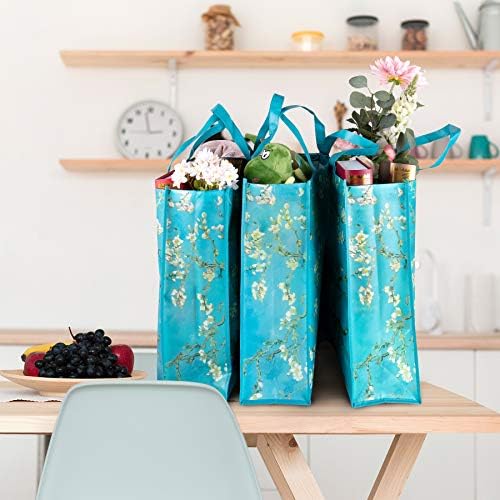 NymphFable Almond Blossom Shopping Bags, 6 Pack Reusable Grocery Tote Bag - Image 2