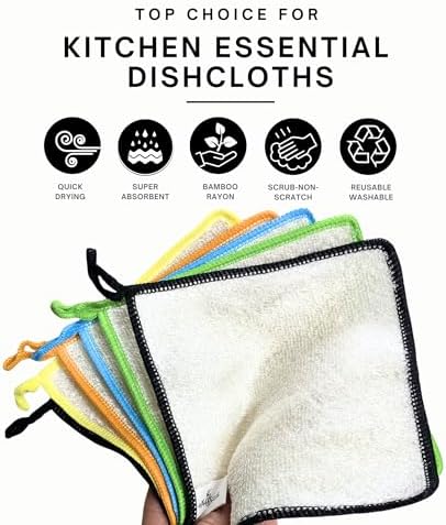 Whiffkitch Dishcloths Kitchen Dishrag Cleaning Scrub Reusable 6pk 6x7in - Image 2