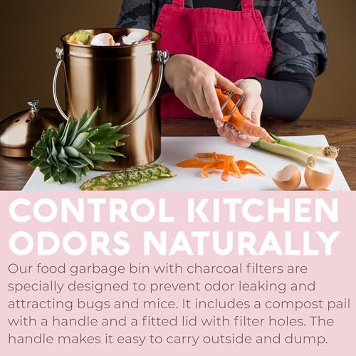 Epica Kitchen Compost Bin for Kicthen Countertops, 1.3 Galllon - Copper - Image 3