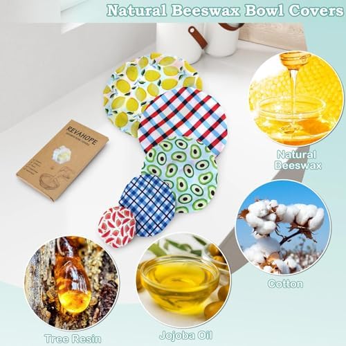 5Pcs Reusable Beeswax Elastic Bowl Covers for Bread Proofing and Food Cover - Image 3