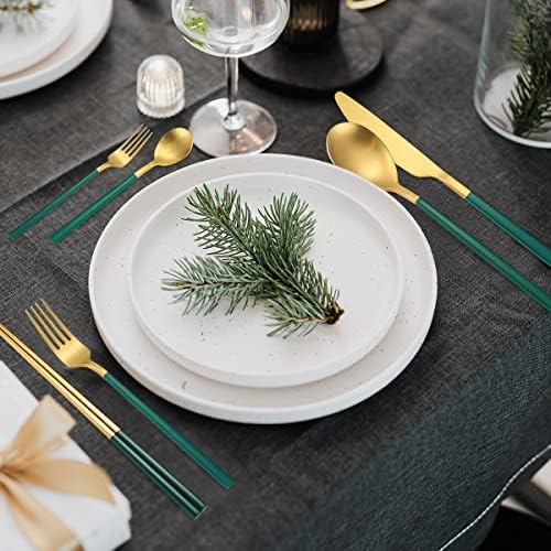 AARAINBOW 6 Pieces Stainless Steel Flatware Set Portable Reusable Cutlery Set Travel Utensils Set Including Chopsticks Knife Fork Spoon Straws Cleaning Brush Dishwasher Safe (B-Green golden) - Image 6