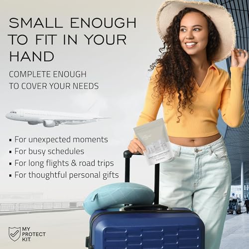 MY PROTECT KIT Travel Size Toiletries for Women – 8-Piece Scented Hygiene Kit, Eucalyptus Deodorant Spray, Coconut Vanilla Shampoo & Body Wash, Mandarin Orange Lotion, Lip Balm, Carry-On Ready, 1-Pack - Image 4