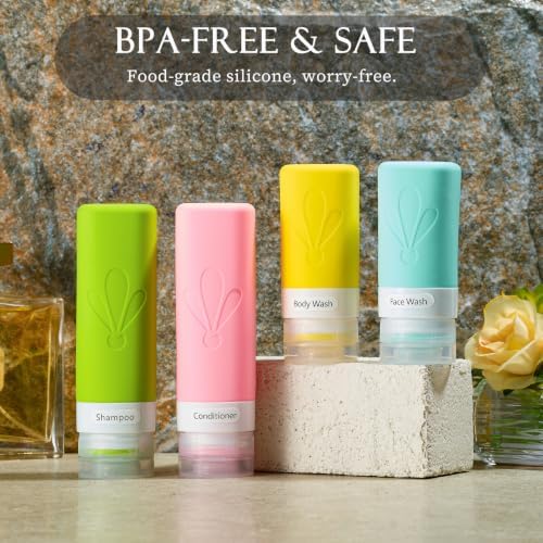 INSFIT 17 Pack Travel Bottles for Toiletries, TSA Approved 3oz 2oz Travel Size Toiletries, BPA Free Leak Proof Squeezable Silicone Tubes Travel Essentials for Shampoo Conditioner Lotion Soap - Image 6