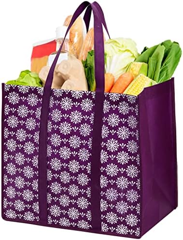 Frcctre 12 Pack Reusable Grocery Bags, Large Foldable Shopping Tote Bags with Long Handles Heavy Duty Reusable Bags for Shopping Groceries Clothes - 6 Assorted Colors - Image 7