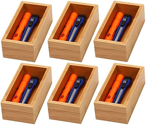 YBM Home Bamboo Drawer Organizer Storage Box for Kitchen Drawer, Junk Drawer, Office, Bedroom, Children Room, Craft, Sewing, and Bathroom, 6 Pack 3x6x2 inch - Image 2