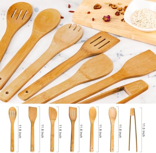 Eisinly 7-Piece Wooden Cooking Spoons,Durable Carbonized Bamboo Utensil Set - Image 2