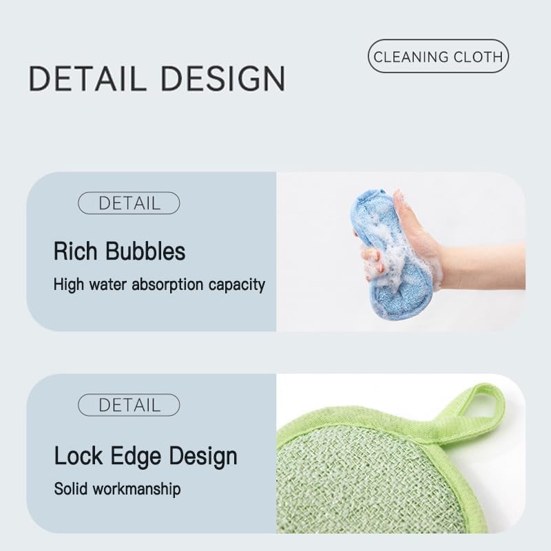 Dish Sponge Kitchen Sponges,Scrub Sponges,Double Sided Cleaning,Non Scratch,Ultra fine Fiber Wiping+Stainless Steel Wire to Remove Stubborn Stains,Durable Thickening (Large 6-Pack) - Image 6