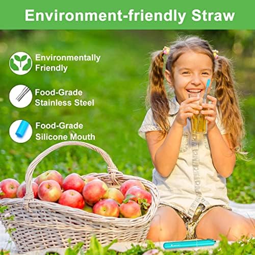 Kynup 4Packs Reusable Straws, Metal Straw with Silicon, Travel Drinking Straws with Case, Keychain, Cleaning Brushes, Silicon Pcs Perfect for Travel, Gifts (20 PCS) Blue-Black-Silver-Turquoise - Image 6