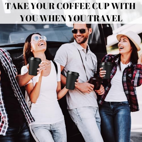 Honeydak 45 Pack 12 oz Reusable Coffee Cups with Lids Portable Tea Cups Reusable Hot Coffee Mugs Tumblers Bulk Plastic Tumblers Travel Drinks Mugs for Hot and Cold Drinks(Black) - Image 5