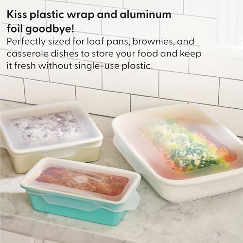 W&P Reusable Silicone Stretch Lid, Set of 3 – Casserole (9x13), Brownie (8x8), Loaf (5 x 9), Dishwasher Safe, Freezer Safe, LFGB/Premium Materials, Microwave Safe, Clear - Image 5
