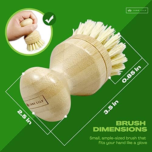 JuneLily Short Sisal Dish Brush Plant-Based for Kitchen Bathroom Cleaning Produce Washing Dishes (Short Dish Brush) - Image 5