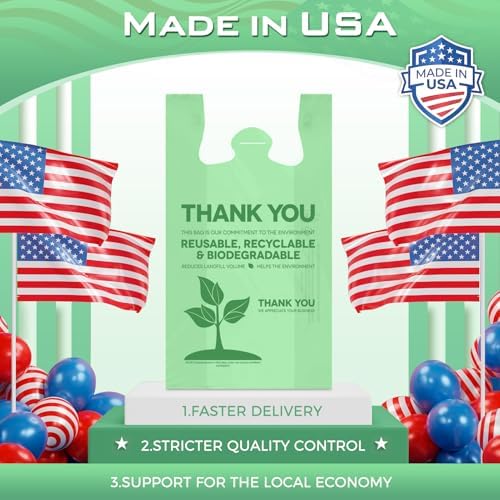 Fuxury 5000 (5K) Count Green Plastic Thank You Shopping T-shirt Bags - Image 6