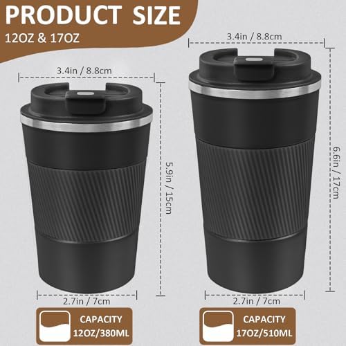 4 Pack Insulated Coffee Mug with Lid 17oz Travel Coffee Tumbler Stainless Steel Reusable Coffee Cups Thermal Coffee Mug for Hot and Iced Cold Drinks, Multicolor - Image 2