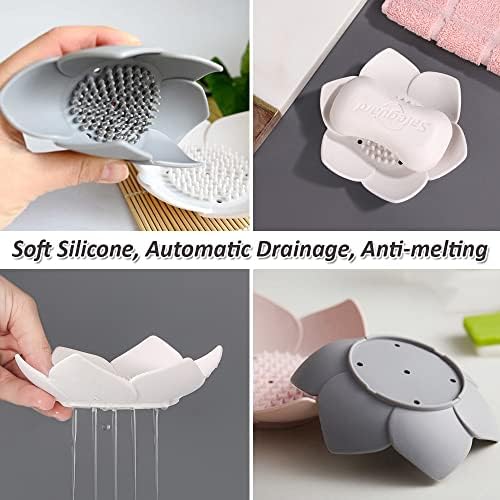 2 Pack Silicone Soap Tray Dishes Soap Holder Saver Draining Bathroom Shower Sink Bathtub - Image 3