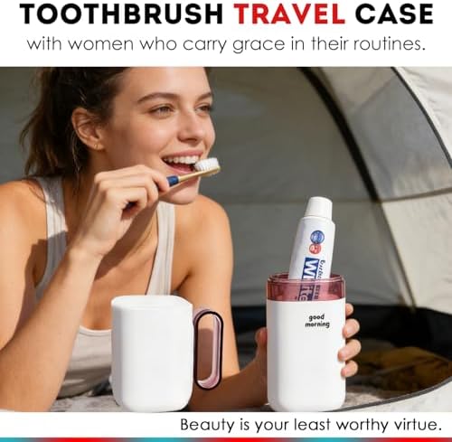Toothbrush Travel Case,Toothbrush Holder and Rinse Cup with Handle Travel Toothbrush Cup,Multifunctional Toothbrush Cover,Large Capacit Travel Toothbrush Holder with Mouthwash Cup Purple - Image 6