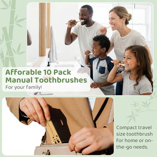 Bamboo Toothbrushes 10 Pack, BPA Free Plant Based Soft Bristle Toothbrush - Image 5