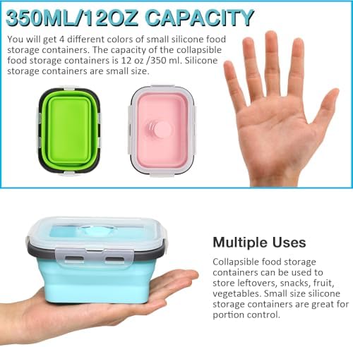 Small Collapsible Silicone Food Storage Container(12 Oz) 4 Pack - Image 4