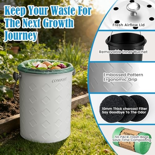 AOSION Countertop Compost Bin Kitchen,Odorless Indoor Compost Bin with Lid - Image 6