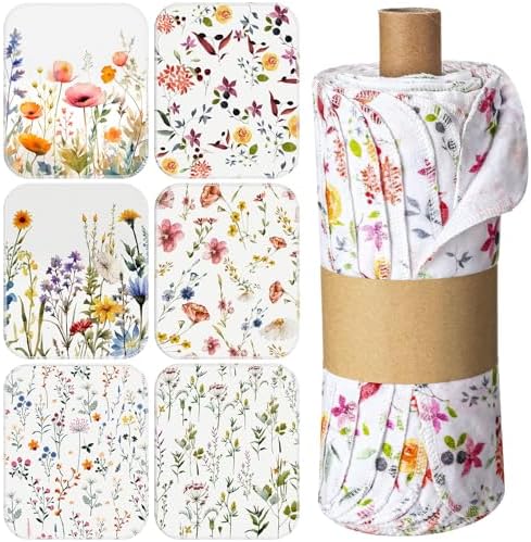 18 Pack Reusable Kitchen Cloths Cotton Towels, Wildflowers by Noveread